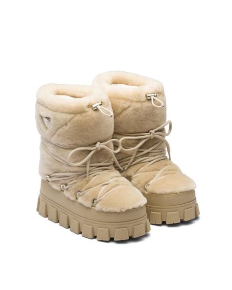 prada sport shearling boots cream|prada ankle boots.